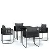 vidaXL Set de servit masa pentru grădină, 5 piese, negru