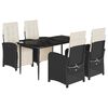 vidaXL Set mobilier de grădină cu perne, 5 piese, negru, poliratan