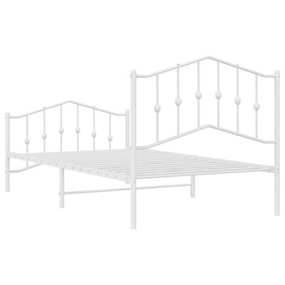 vidaXL Cadru de pat metalic cu tăblie de cap/picioare  alb, 100x190 cm