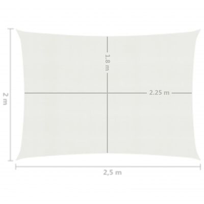 vidaXL Pânză parasolar, alb, 2x2,5 m, HDPE, 160 g/m²