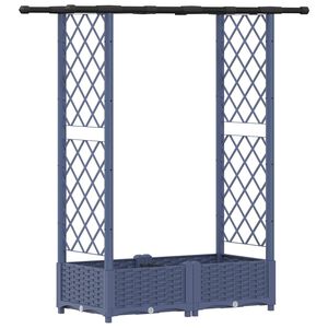 vidaXL Pat Ridicat cu Trellis și Acoperiș Gri 122,5 x 40 x 121 cm PP