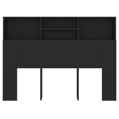 vidaXL Tăblie de pat cu dulap, negru, 140x19x103,5 cm