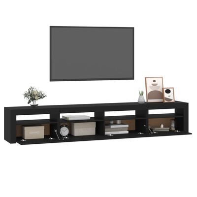 vidaXL Comodă TV cu lumini LED, negru, 240x35x40cm