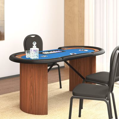 vidaXL Masă de poker 10 jucători, tavă jetoane, albastru, 160x80x75 cm