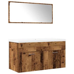 vidaXL Set mobilier de baie, 3 piese, lemn vechi, lemn prelucrat