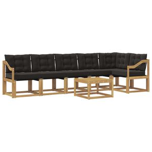 vidaXL Set de canapele de exterior cu pernă 7 pcs Alb și negru