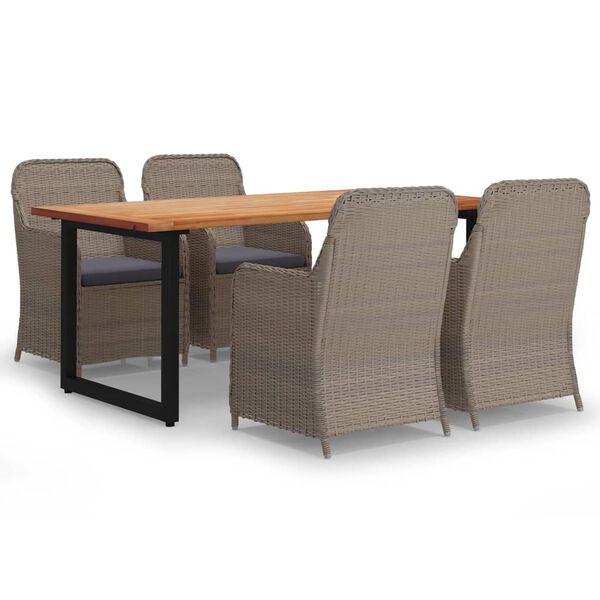 vidaXL Set mobilier de grădină cu perne, 5 piese, maro, poliratan