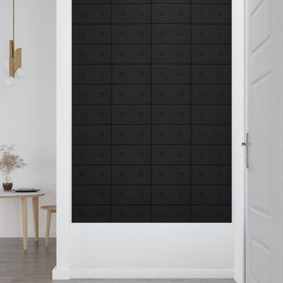 vidaXL Panouri perete 12 buc. negru 30x15 cm piele ecologică 0,54 m²