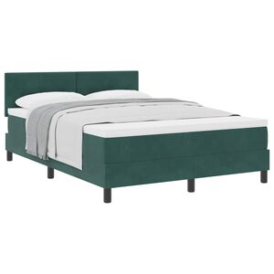 vidaXL Pat cu arcuri cu saltea Verde &icirc;nchis 140 x 190 cm Catifea