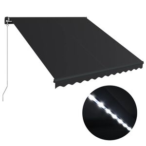 vidaXL Copertină retractabilă manual cu LED, antracit, 300 x 250 cm