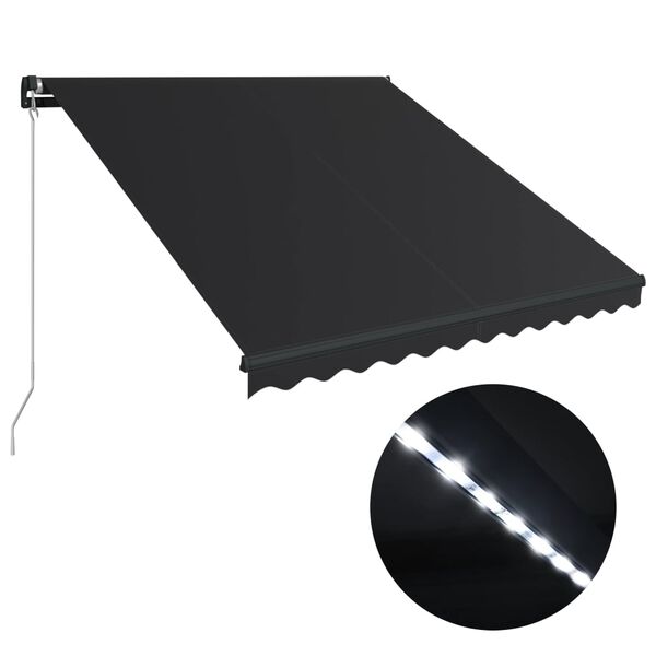 vidaXL Copertină retractabilă manual cu LED, antracit, 300 x 250 cm