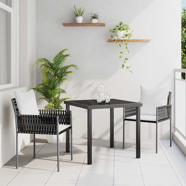 vidaXL Set de masă pentru grădină 5 pcs Negru Rattan poli