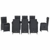 vidaXL Set de masă pentru grădină cu pernă 9 pcs Negru poliratan