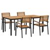 vidaXL Set de masă pentru grădină 5 pcs Negru Lemn Solid de Acacia