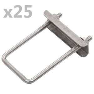 vidaXL Clemă de prindere tip U pentru st&acirc;lp gard, 60x40 mm, 25 seturi