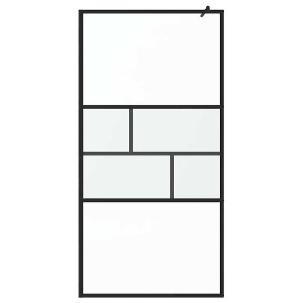 vidaXL Zid de duș walk-in Negru 80 x 195 x 0.5 cm Sticlă și Aluminiu