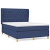 vidaXL Pat box spring cu saltea, albastru, 140x200 cm, textil