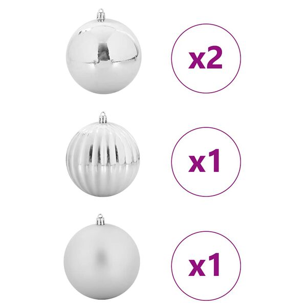 vidaXL Set de Globuri de Crăciun 4 pcs Argintiu Plastic