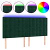 vidaXL Tăblie de pat cu LED, verde &icirc;nchis, 180x5x118/128 cm, catifea