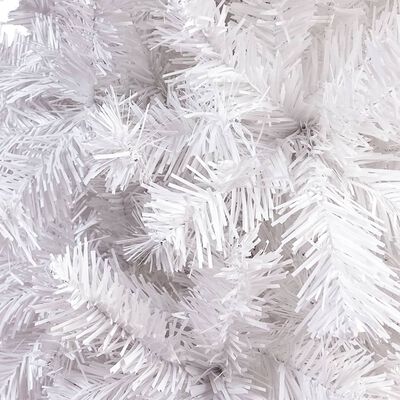 vidaXL Brad de Crăciun pre-iluminat slim, set globuri, alb, 120 cm