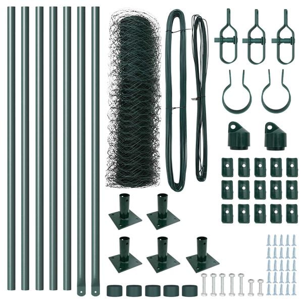 vidaXL St&acirc;lp de gard. Verde 10 x 0,4 m (plasă de 50 mm) Oțel și PVC