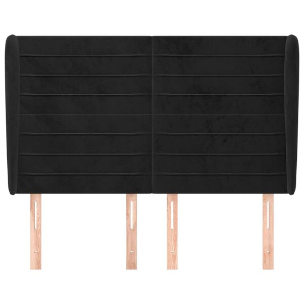 vidaXL Tăblie de pat cu aripioare, negru, 147x23x118/128 cm, catifea