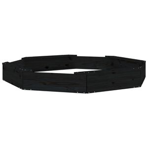 vidaXL Cutie de nisip cu scaune octogonale, negru, lemn masiv de pin