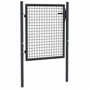 vidaXL Poartă de grădină din plasă, oțel galvanizat, gri, 100x75 cm