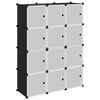 vidaXL Organizator cub de depozitare cu uși, 12 cuburi, negru, PP