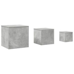 vidaXL Mese laterale, 3 buc., gri beton, lemn compozit