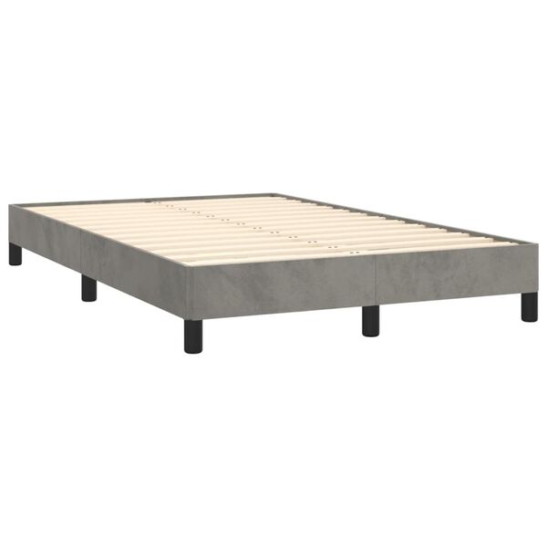 vidaXL Pat box spring cu saltea, gri deschis, 120x190 cm, catifea