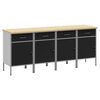 vidaXL Dulap de lucru cu sertar 4 buc. Negru și Gri 200 x 55 x 85 cm