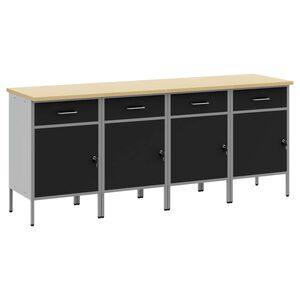 vidaXL Dulap de lucru cu sertar 4 buc. Negru și Gri 200 x 55 x 85 cm