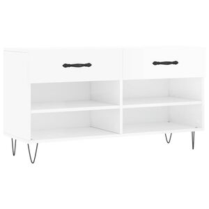 vidaXL Bancheta pantofar, alb extralucios, 102x35x55 cm, lemn compozit