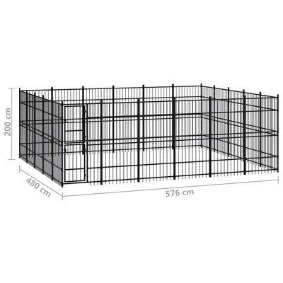 vidaXL Padoc pentru câini de exterior, 27,65 m², oțel
