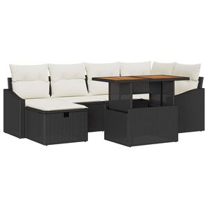 vidaXL Set de canapele pentru grădină 7 pcs Negru poliratan