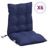 vidaXL Perne scaune cu spătar jos, 6 buc., bleumarin, textil oxford