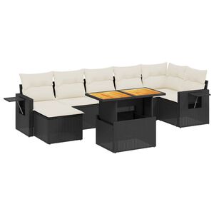vidaXL Set mobilier de grădină cu perne, 8 piese, negru, poliratan