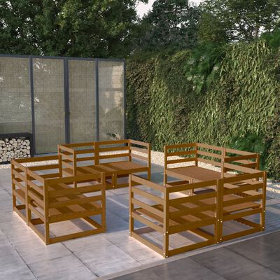 vidaXL Set mobilier de grădină, 8 piese, maro miere, lemn masiv pin