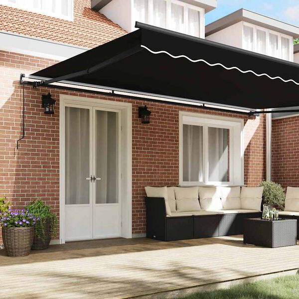 vidaXL Cortina Retractabilă Negru 500 &times; 350 cm Poliester și oțel