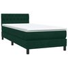 vidaXL Pat box spring cu saltea, verde &icirc;nchis, 80x210 cm, catifea