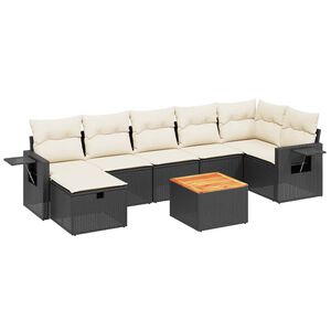 vidaXL Set mobilier de grădină cu perne, 8 piese, negru, poliratan
