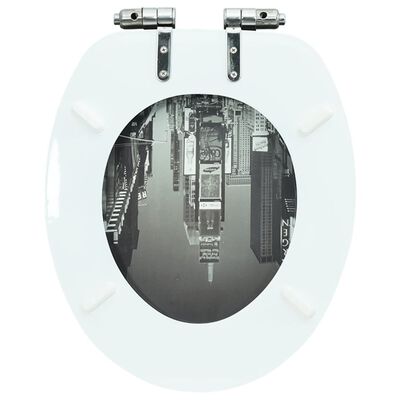 vidaXL Capac WC cu închidere silențioasă, MDF, design New York