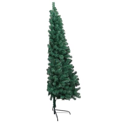 vidaXL Jumătate pom Crăciun artificial cu suport, verde, 210 cm, PVC
