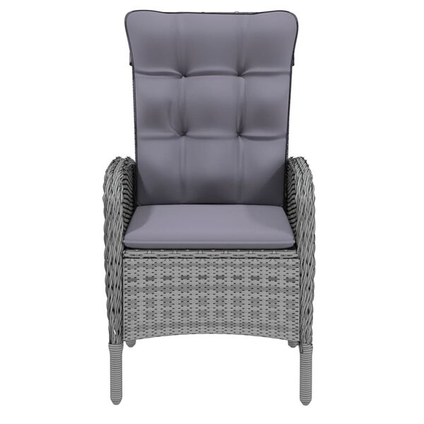 vidaXL Set mobilier grădină, 5 piese, gri, poliratan și sticlă