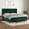 vidaXL Pat box spring cu saltea, verde &icirc;nchis, 200x200 cm, catifea