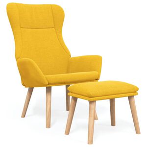 vidaXL Scaun de relaxare cu taburet, galben muștar, textil