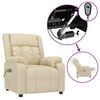 vidaXL Fotoliu de masaj electric rabatabil, crem, textil