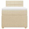 vidaXL Pat box spring cu saltea, crem, 100x200 cm, textil