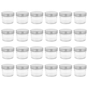 vidaXL Borcane din sticlă pentru gem cu capac argintiu 24 buc. 110 ml